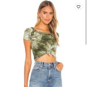 Lovers + Friends Tie-dye Knotted Ribbed Crop Top